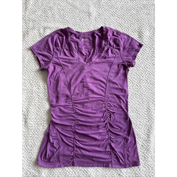 Zella Purple Ruched Active Tee Women's Size M - Picture 1 of 6